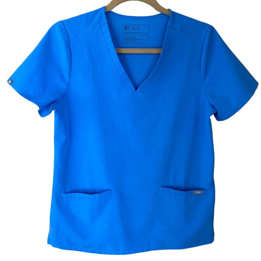 FIGS Technical Collection blue v-neck scrub top size small